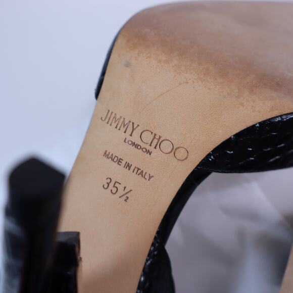 JIMMY CHOO Addison D'Orsay Pump Black Croc Embossed Leather Women's 35.5/US 5.5 - Picture 7 of 8